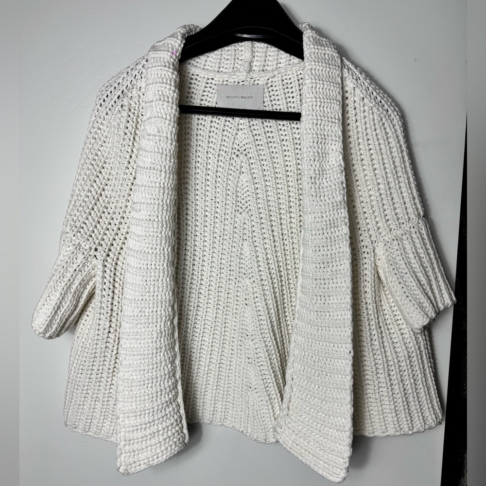 Brochu Walker Fida Handknit Shrug Cream Knit Women's Cardigan in Almond - Picture 11 of 15